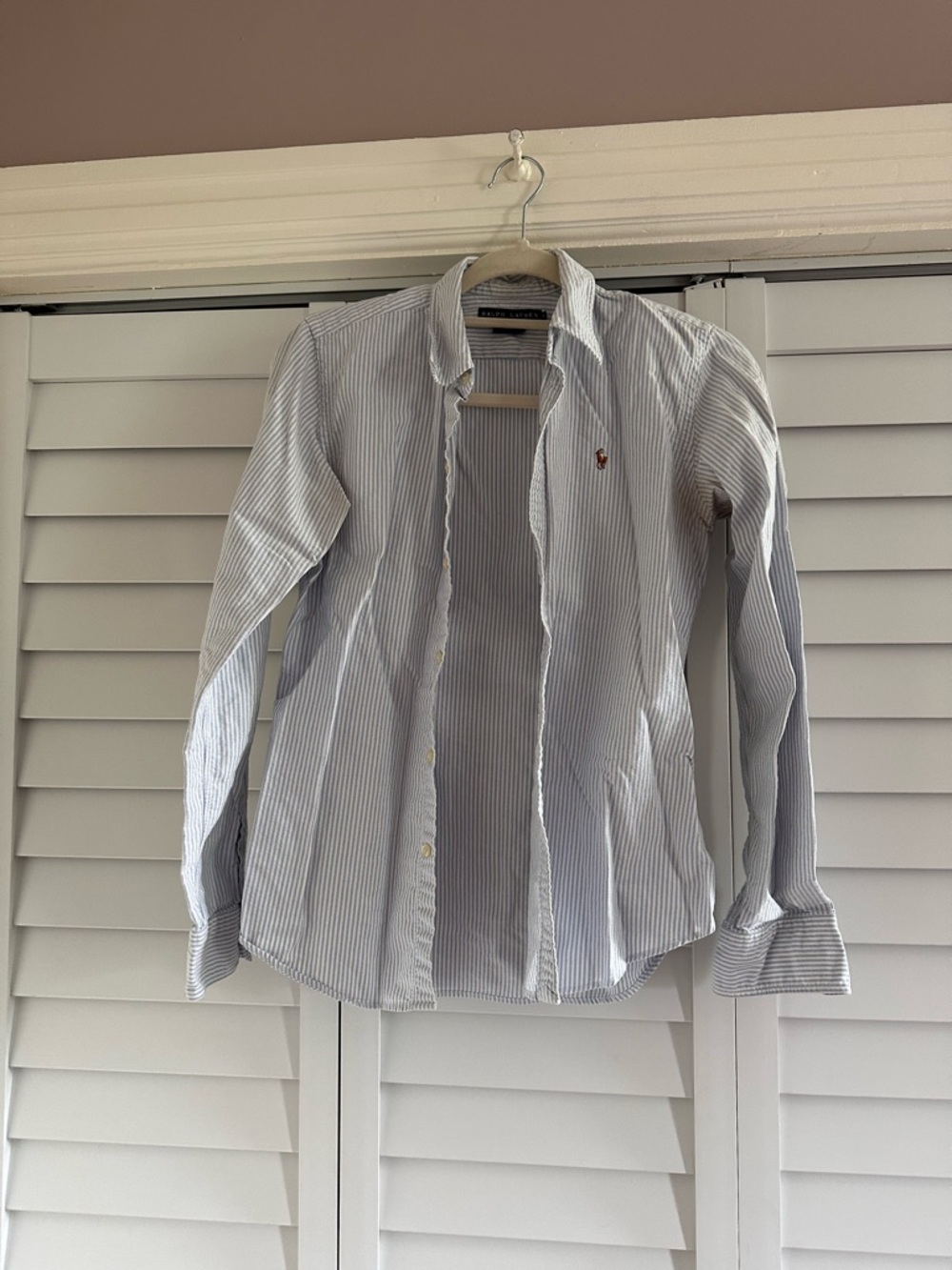 Ralph Lauren Women’s Blue White Stripe Button-Down Shirt
